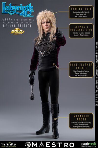 Labyrinth Jareth The Goblin King 1/6 Action Figure Deluxe Edition Gold by Infinite Statue - immagine 6