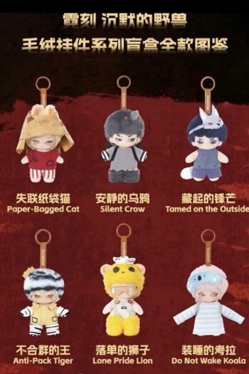 Neekyio Silent Beast Plush Keychain 15 cm Blind Box Display (6)
