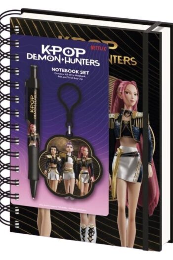 KPop Demon Hunters Notebook with Pen & Charm Golden Display (10)