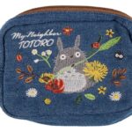 My Neighbor Totoro Denim Pouch Totoro & flower wreath