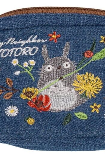 My Neighbor Totoro Denim Pouch Totoro & flower wreath