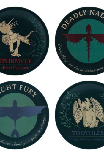 How to Train Your Dragon Coaster 4-Pack Dragon Printed Metal