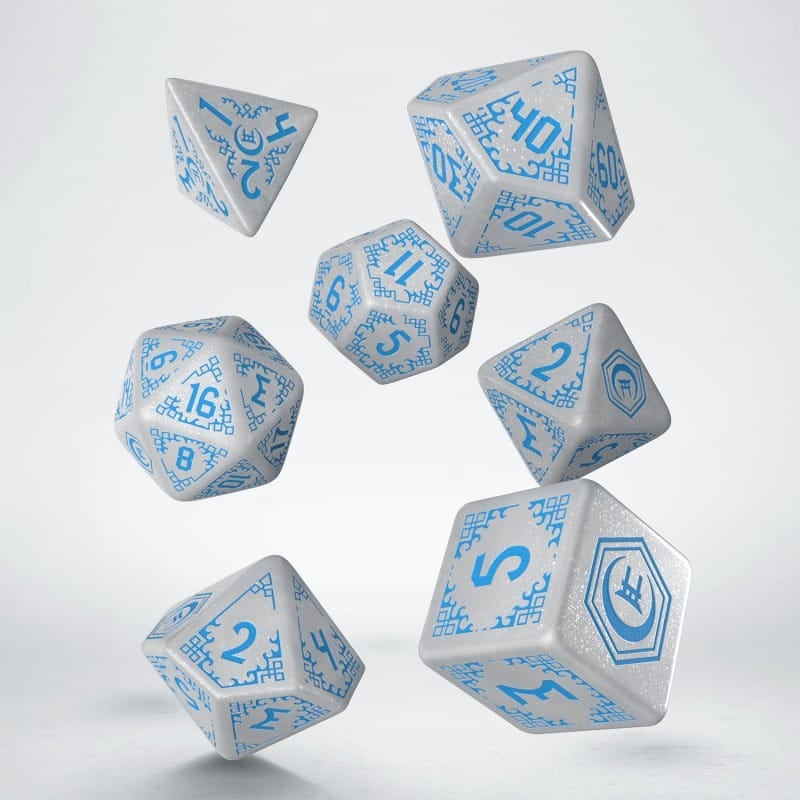 x_qws49836 Shadow Scar Dice Set of 7 White & Blue - immagine 1