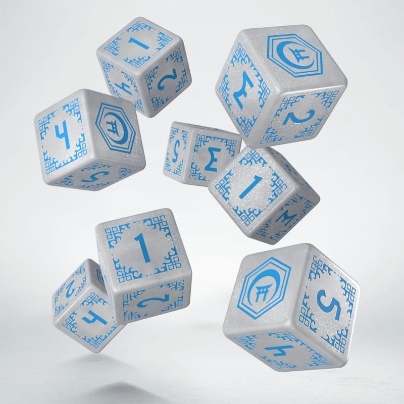 x_qws49838 Shadow Scar Dice Set of 8 Essential White & Blue - immagine 1